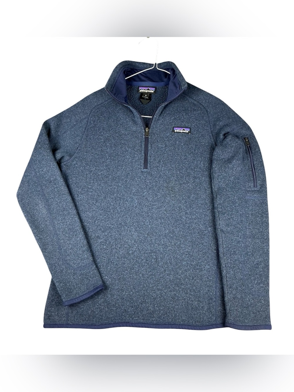Patagonia Better Sweater 1/4 Zip Fleece Jacket Womens Medium M Blue Hiking